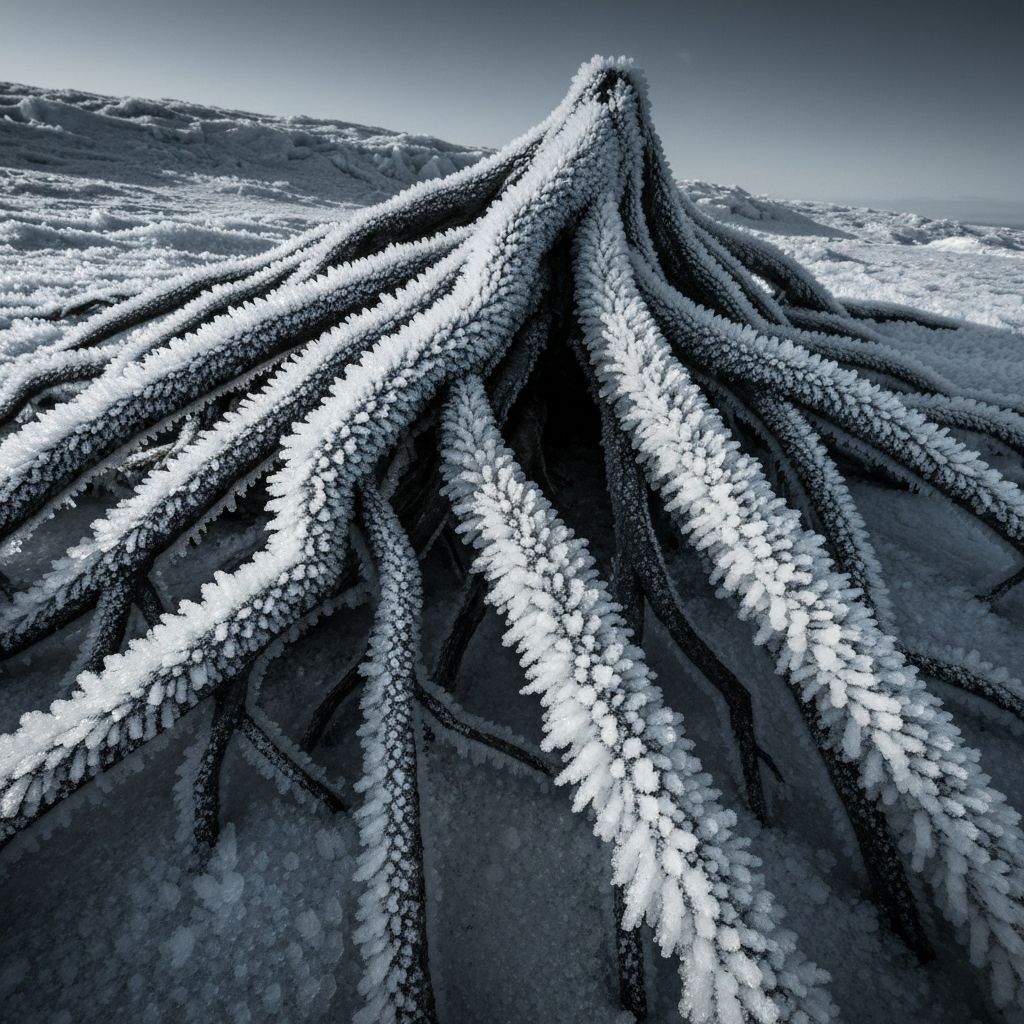 Frozen botanical root monument